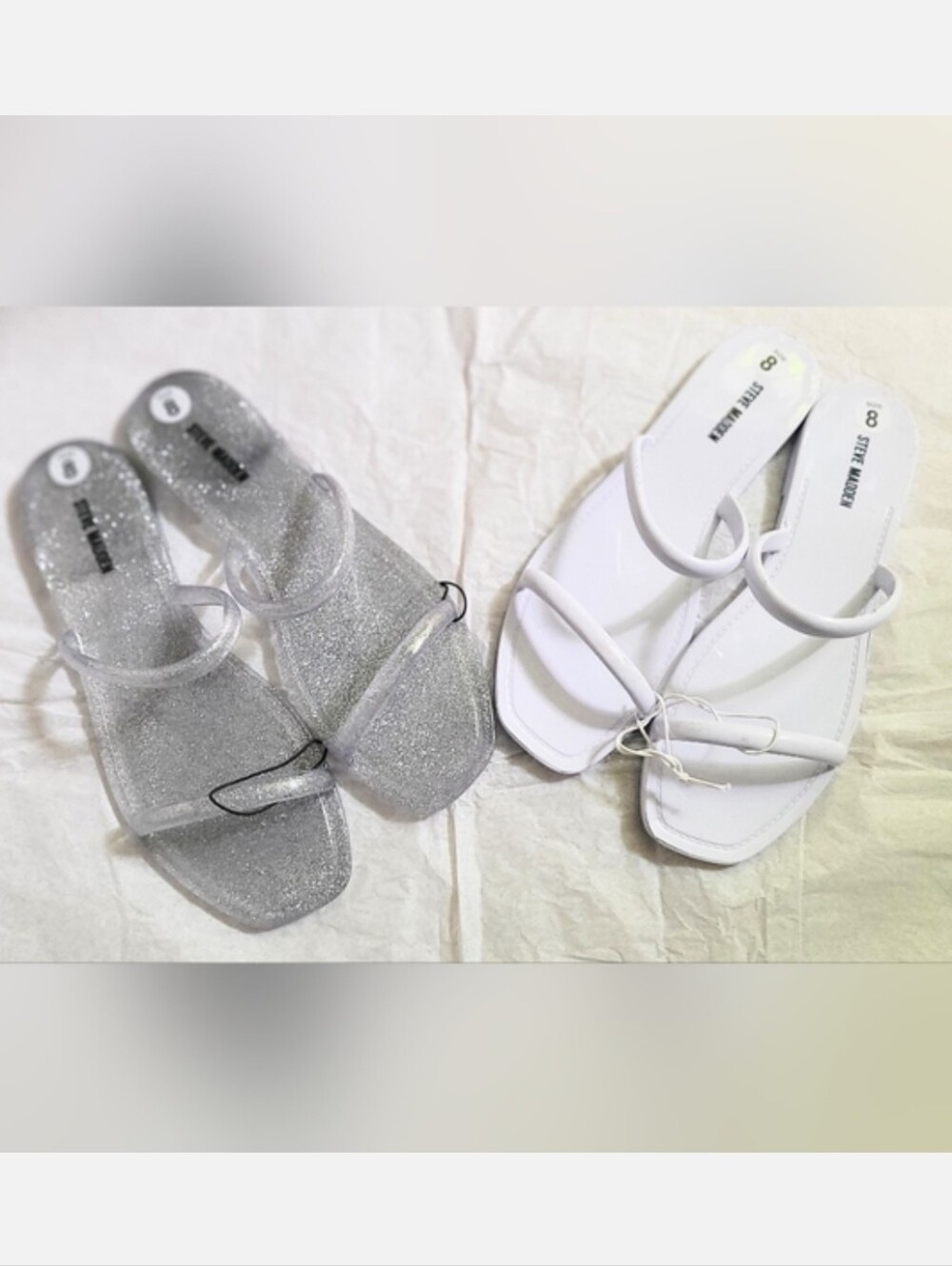 NWT! Steve Madden Women's Silver/White Pike Jelly Summer Beach Sandal Bundle 8 - Picture 16 of 16